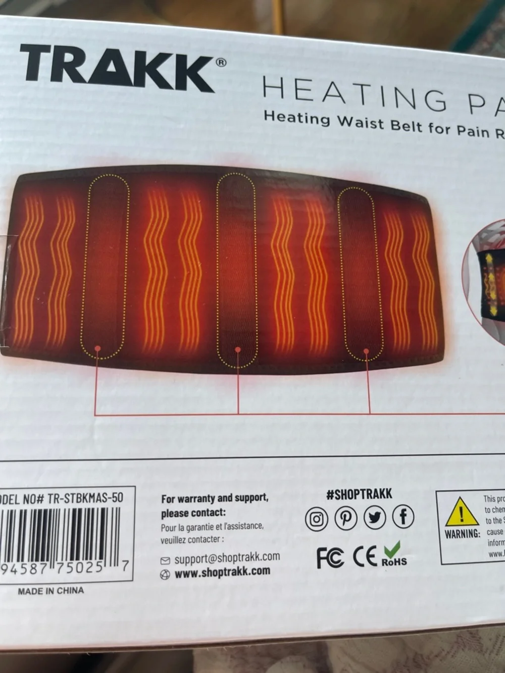 Black Heating Pad Brace - Heated Waist Belt for Pain Relief